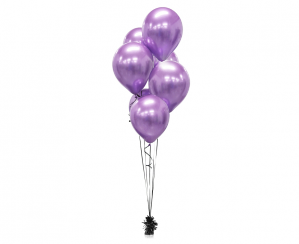 Bukiet balonowy z 7 balonw Chrom fioletowe napompowane helem