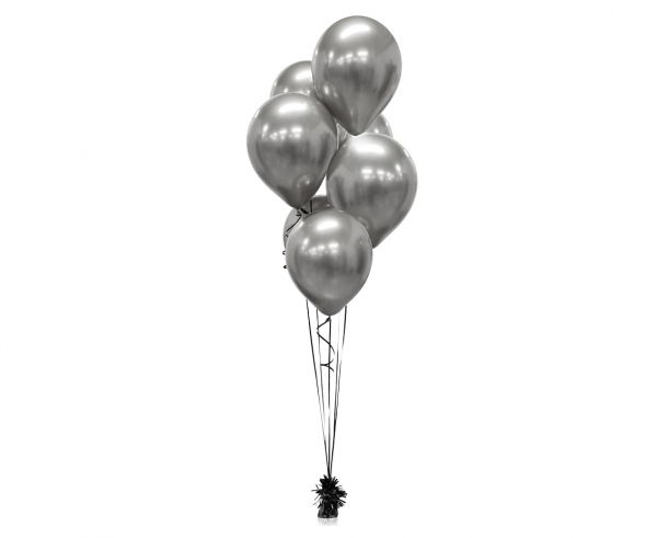 Bukiet balonowy z 7 balonw Chrom grafitowe napompowane helem