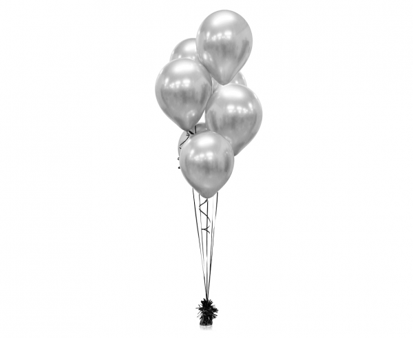 Bukiet balonowy z 7 balonw Chrom srebrne napompowane helem