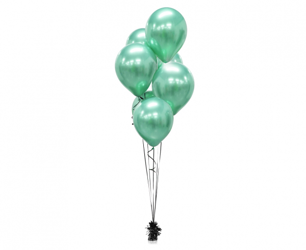 Bukiet balonowy z 7 balonw Chrom zielone napompowane helem